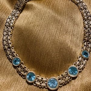 Silver and Light Blue Stone Necklace